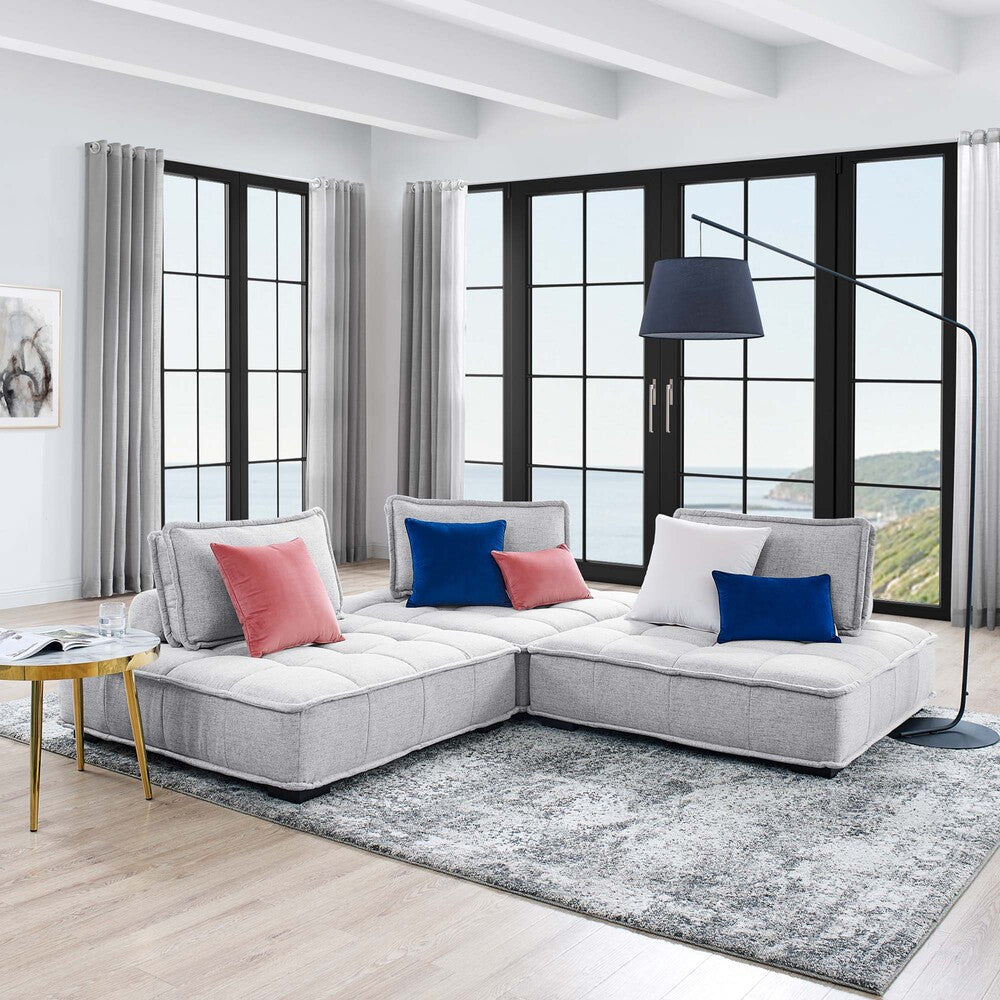 Modway Saunter 3-Piece Tufted Fabric Fabric Sofa by Modway-EEI-5206