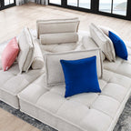 Modway Saunter 4-Piece Tufted Fabric Fabric Sectional Sofa by Modway-EEI-5208-BEI  11