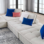 Modway Saunter 4-Piece Tufted Fabric Fabric Sectional Sofa by Modway-EEI-5208-BEI  12