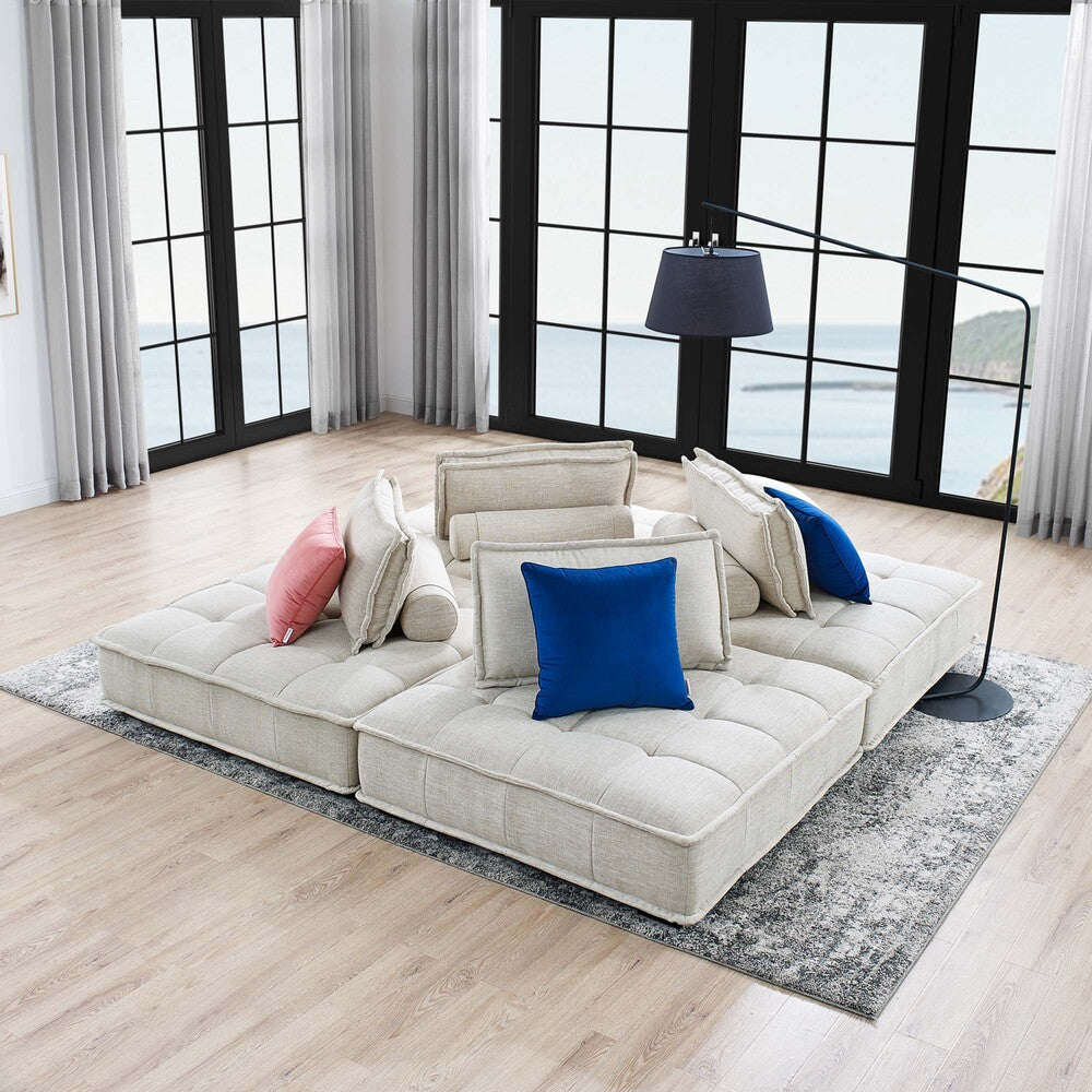Modway Saunter 4-Piece Tufted Fabric Fabric Sectional Sofa by Modway-EEI-5208-BEI  8