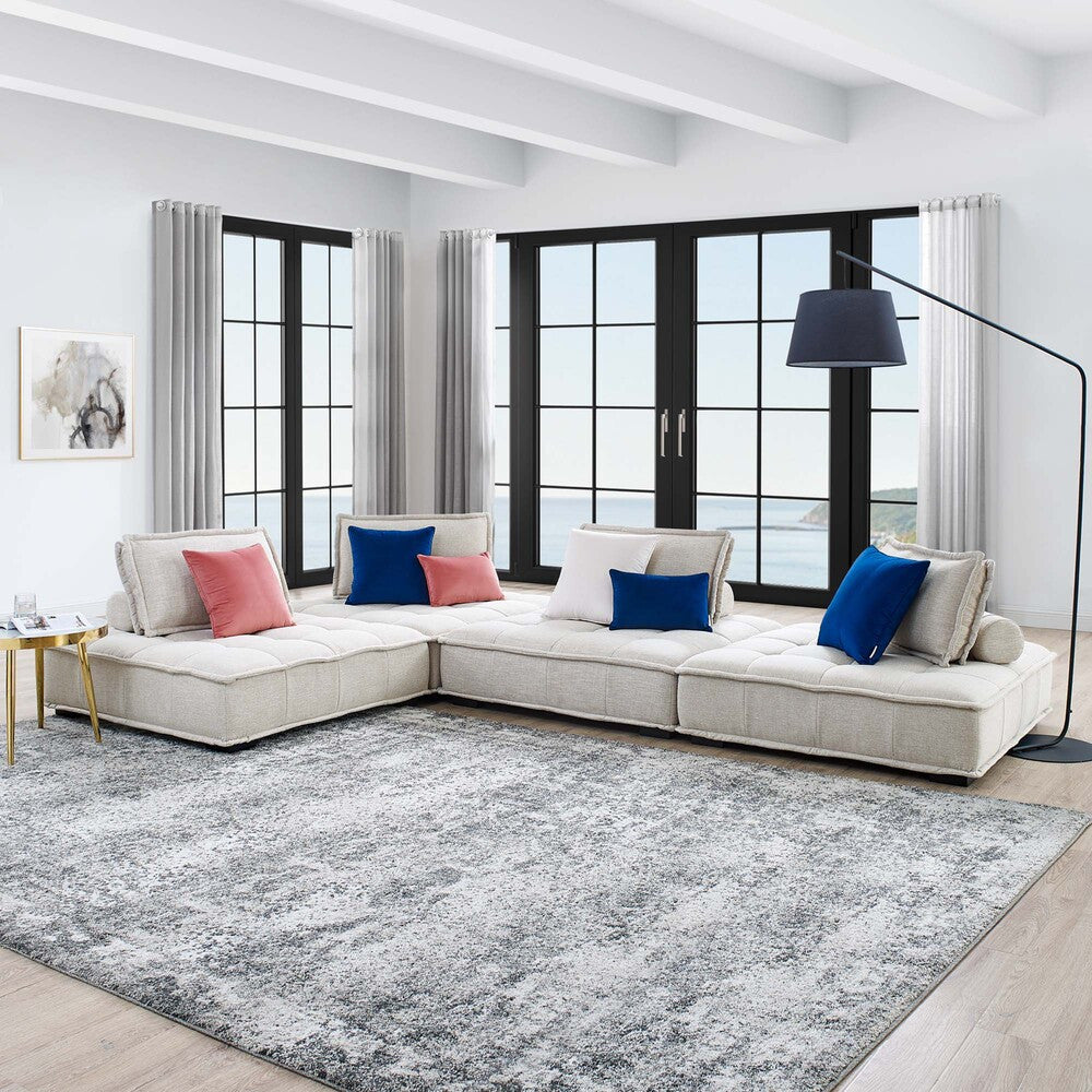 Modway Saunter 4-Piece Tufted Fabric Fabric Sectional Sofa by Modway-EEI-5208-BEI  9
