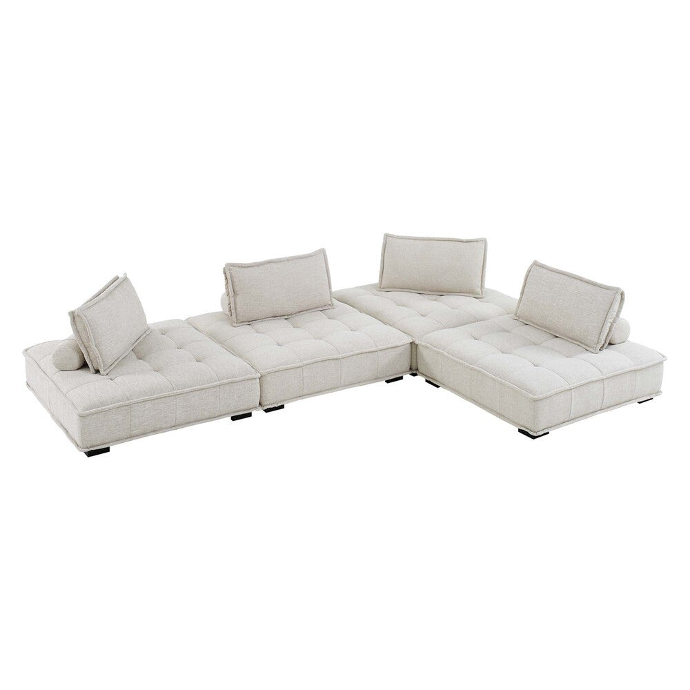 Modway Saunter 4-Piece Tufted Fabric Fabric Sectional Sofa by Modway-EEI-5208-BEI