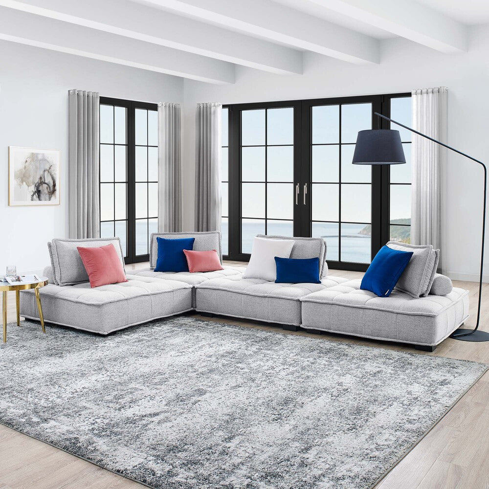 Modway Saunter 4-Piece Tufted Fabric Fabric Sectional Sofa by Modway-EEI-5208