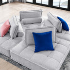 Modway Saunter 4-Piece Tufted Fabric Fabric Sectional Sofa by Modway-EEI-5208