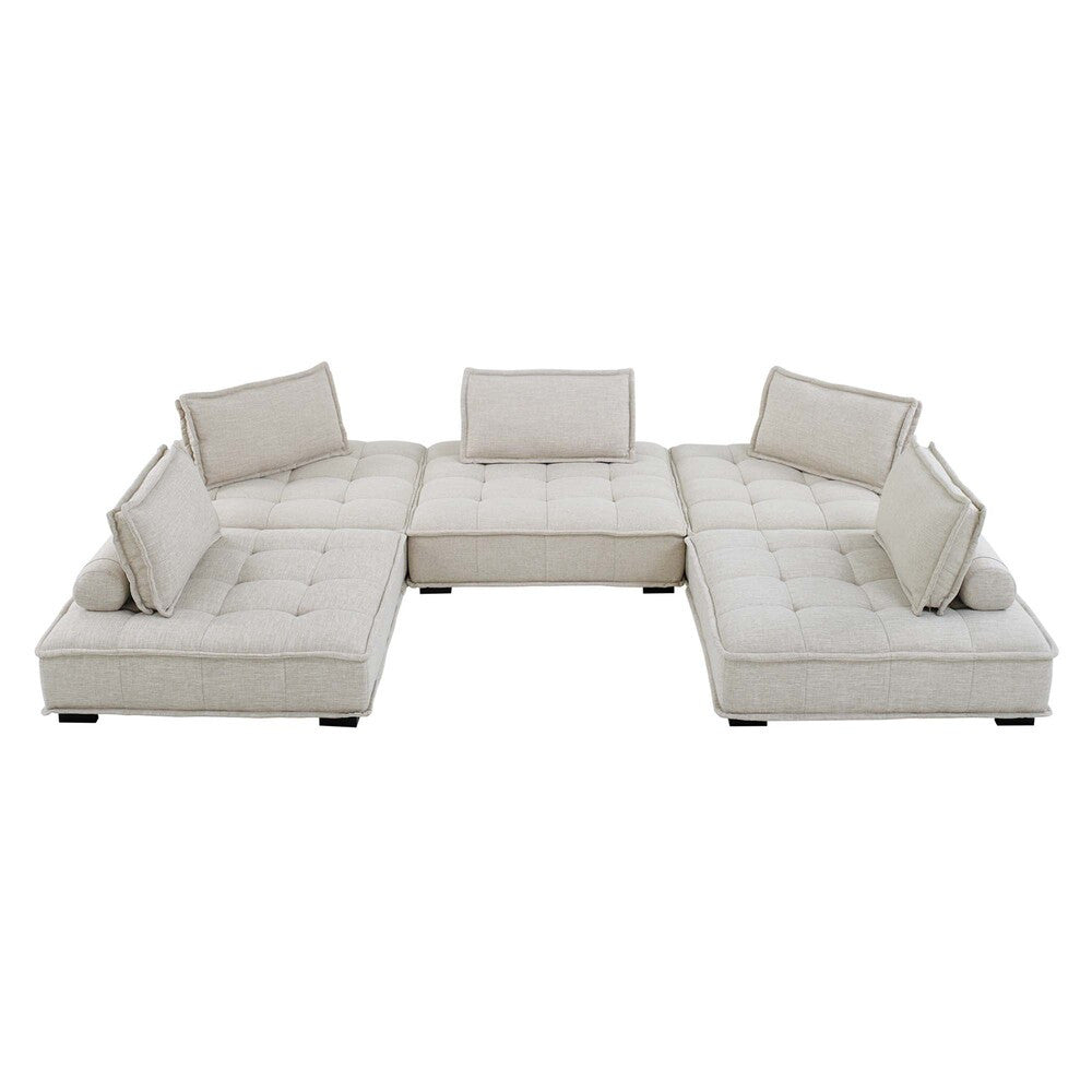 Modway Saunter 5-Piece Tufted Fabric Fabric Sectional Sofa by Modway-EEI-5210-BEI  1