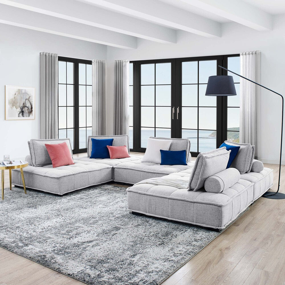 Modway Saunter 5-Piece Tufted Fabric Fabric Sectional Sofa by Modway-EEI-5210