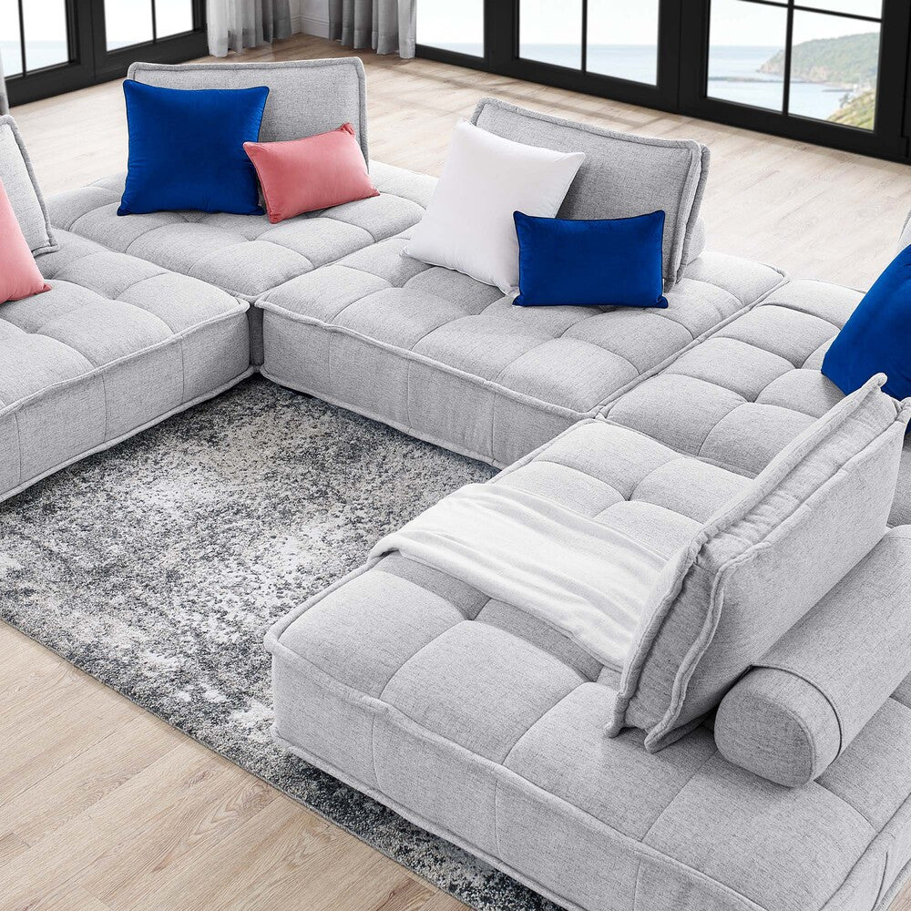 Modway Saunter 5-Piece Tufted Fabric Fabric Sectional Sofa by Modway-EEI-5210