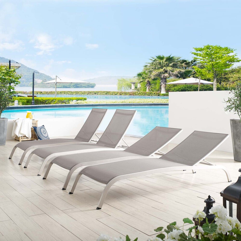 EEI-4007 Savannah Outdoor Patio Mesh Chaise Lounge Set of 4 by Modway