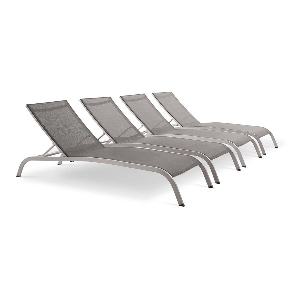 EEI-4007 Savannah Outdoor Patio Mesh Chaise Lounge Set of 4 by Modway