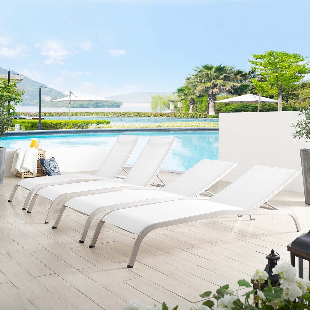 EEI-4007 Savannah Outdoor Patio Mesh Chaise Lounge Set of 4 by Modway