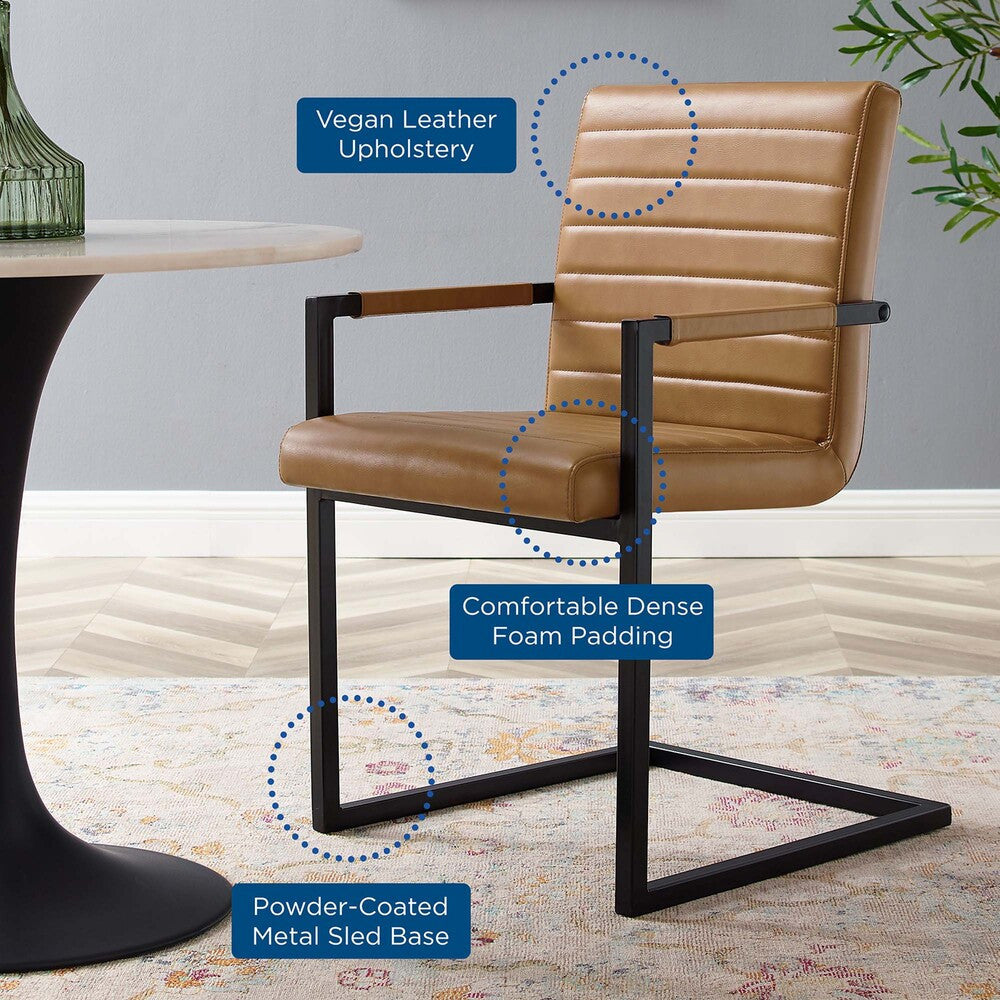 EEI-4522-TAN Savoy Vegan Leather Dining Chairs Set of 2 by Modway