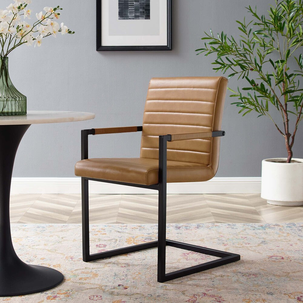 EEI-4522-TAN Savoy Vegan Leather Dining Chairs Set of 2 by Modway