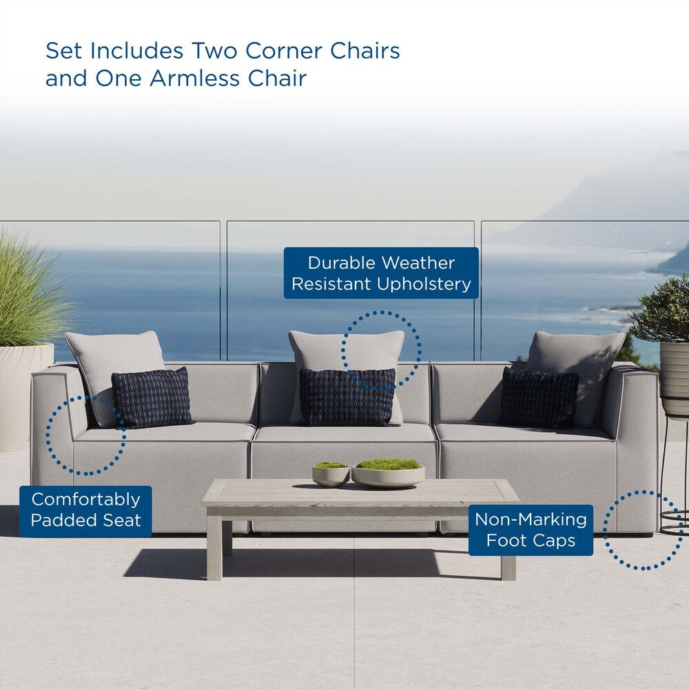 EEI-4379 Saybrook 3-Piece Outdoor Patio Upholstered Sectional Sofa by Modway