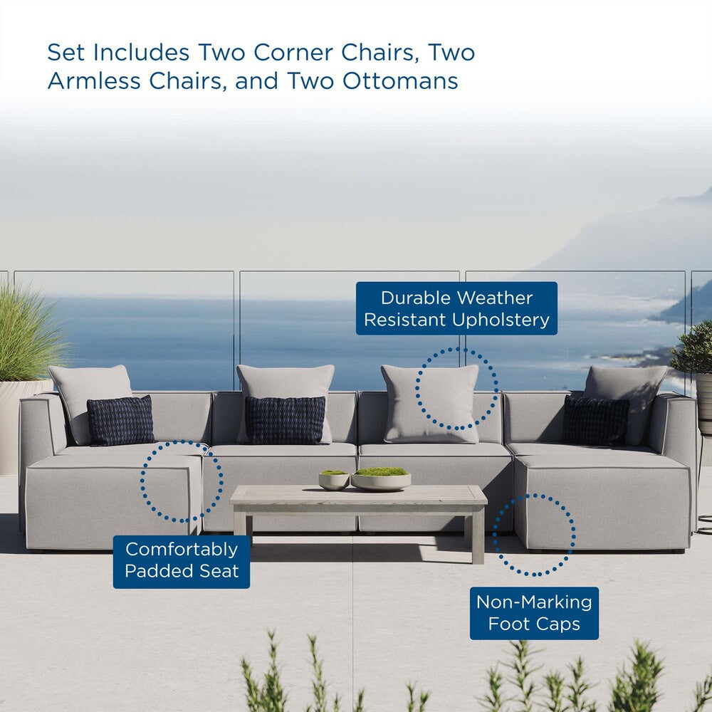 EEI-4383 Saybrook 6-Piece Outdoor Patio Upholstered Sectional Sofa by Modway