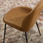 EEI-4636-TAN Scoop Black Powder Coated Steel Leg Vegan Leather Dining Chairs Set of 2 by Modway