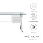 EEI-6226-WHI Sector 71" Glass Top Glass Office Desk by Modway