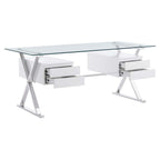 EEI-6226-WHI Sector 71" Glass Top Glass Office Desk by Modway