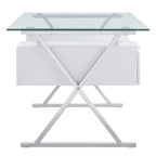 EEI-6226-WHI Sector 71" Glass Top Glass Office Desk by Modway