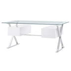 EEI-6226-WHI Sector 71" Glass Top Glass Office Desk by Modway
