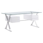 EEI-6226-WHI Sector 71" Glass Top Glass Office Desk by Modway