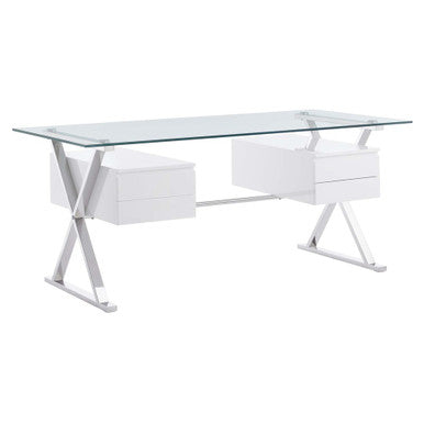 Modway EEI-6226-WHI Sector 71" Glass Top Glass Office Desk White