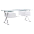 Modway EEI-6226-WHI Sector 71" Glass Top Glass Office Desk White
