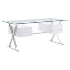 Modway EEI-6226-WHI Sector 71" Glass Top Glass Office Desk White