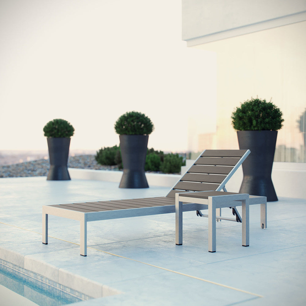 EEI-2465-SLV-GRY-SET Shore 2 Piece Outdoor Patio Aluminum Set by Modway