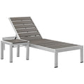 Modway EEI-2465-SLV-GRY-SET Shore 2 Piece Outdoor Patio Aluminum Set Silver Gray