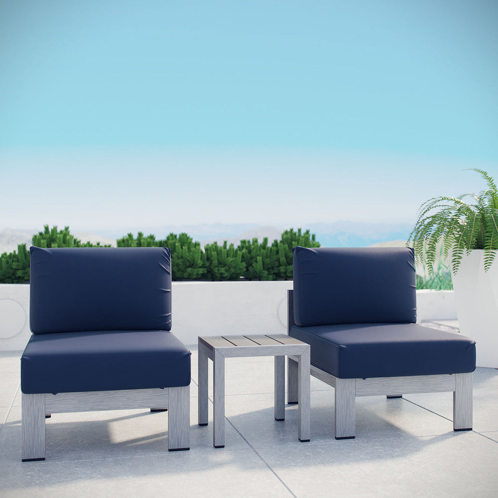 EEI-2598 Shore 3 Piece Outdoor Patio Aluminum Sectional Sofa Set by Modway