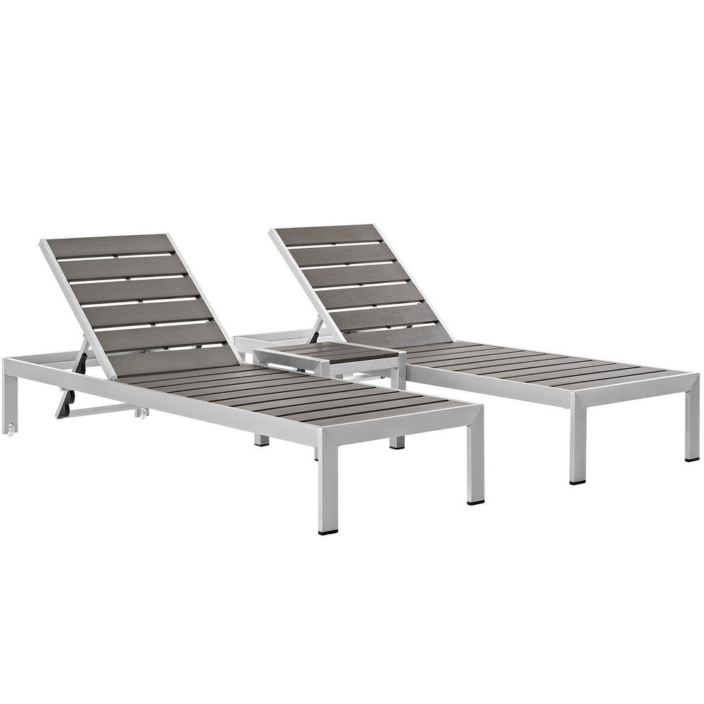 EEI-2466-SLV-GRY-SET Shore 3 Piece Outdoor Patio Aluminum Set by Modway