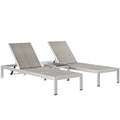 Modway EEI-2476-SLV-GRY-SET Shore 3 Piece Outdoor Patio Aluminum Set Silver Gray