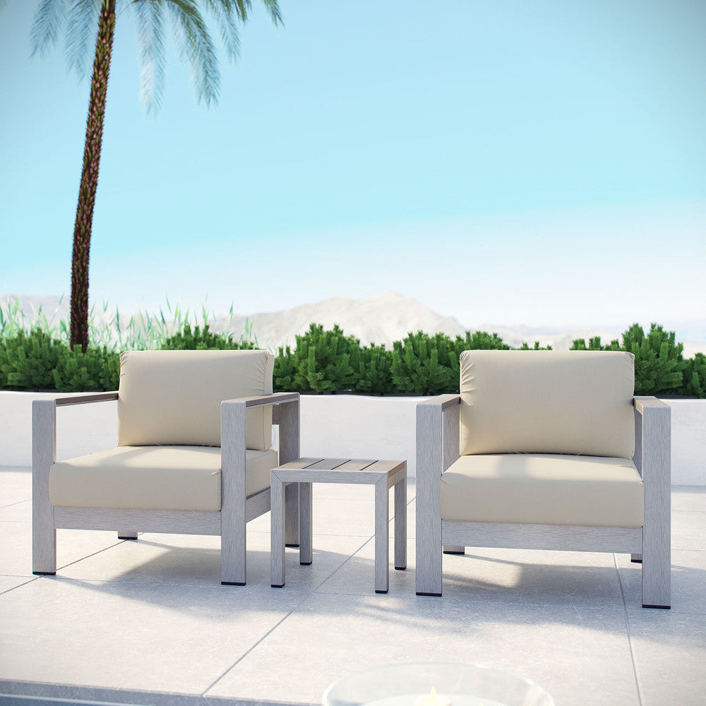 EEI-2599 Shore 3 Piece Outdoor Patio Aluminum Set by Modway