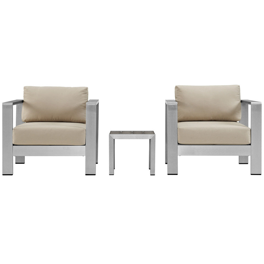 EEI-2599 Shore 3 Piece Outdoor Patio Aluminum Set by Modway
