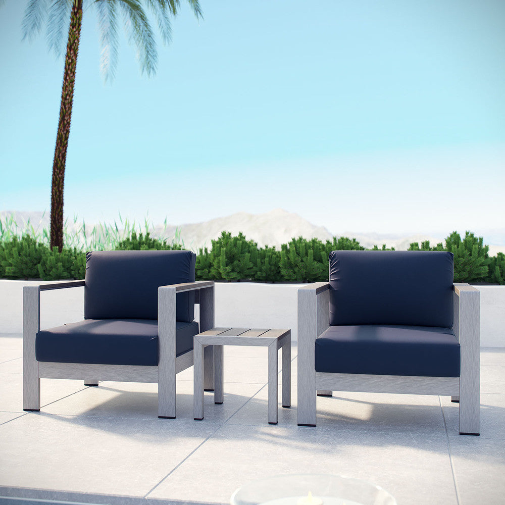 EEI-2599 Shore 3 Piece Outdoor Patio Aluminum Set by Modway