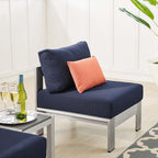 EEI-4312-SLV-NAV-SET Shore 3 Piece Sunbrella&reg; Fabric Outdoor Patio Aluminum Set by Modway