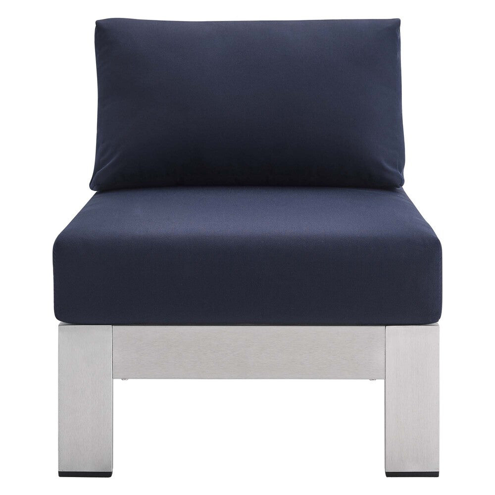 EEI-4312-SLV-NAV-SET Shore 3 Piece Sunbrella&reg; Fabric Outdoor Patio Aluminum Set by Modway