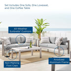 EEI-4313 Shore 3 Piece Sunbrella&reg; Fabric Outdoor Patio Aluminum Set by Modway