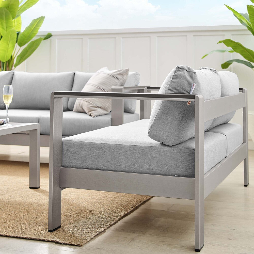EEI-4313 Shore 3 Piece Sunbrella&reg; Fabric Outdoor Patio Aluminum Set by Modway