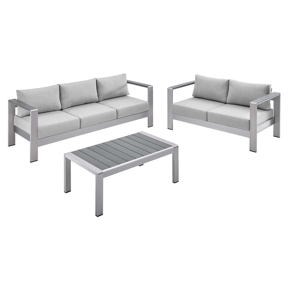 EEI-4313 Shore 3 Piece Sunbrella&reg; Fabric Outdoor Patio Aluminum Set by Modway