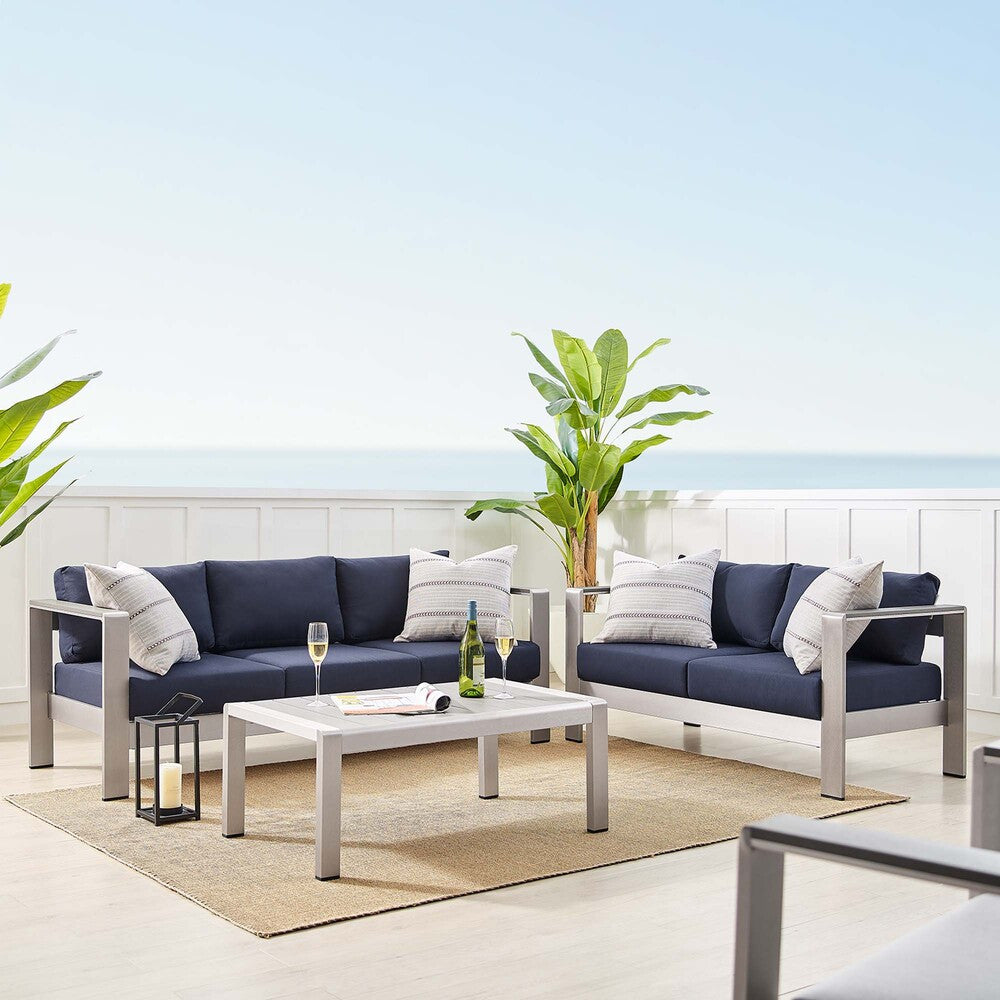 EEI-4313 Shore 3 Piece Sunbrella&reg; Fabric Outdoor Patio Aluminum Set by Modway