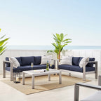 EEI-4313 Shore 3 Piece Sunbrella&reg; Fabric Outdoor Patio Aluminum Set by Modway