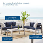 EEI-4313 Shore 3 Piece Sunbrella&reg; Fabric Outdoor Patio Aluminum Set by Modway