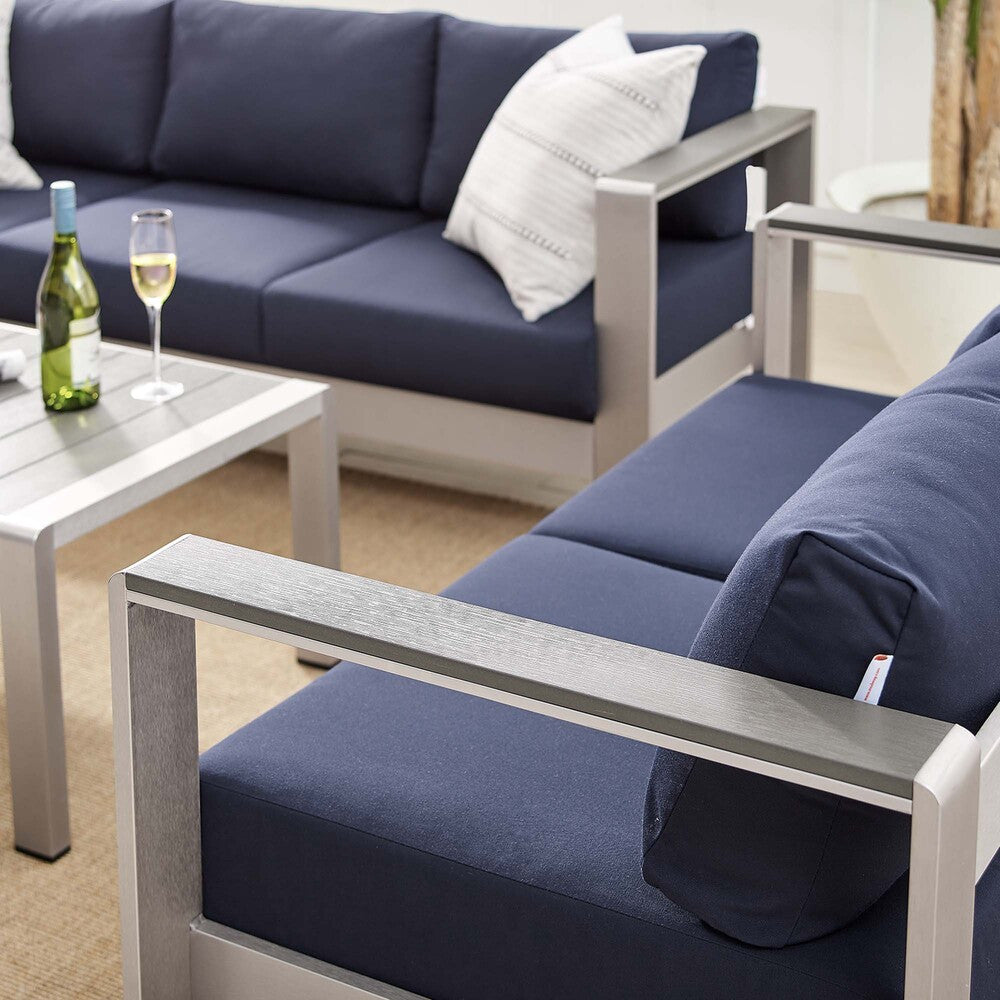 EEI-4313 Shore 3 Piece Sunbrella&reg; Fabric Outdoor Patio Aluminum Set by Modway