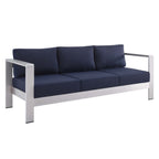 EEI-4313 Shore 3 Piece Sunbrella&reg; Fabric Outdoor Patio Aluminum Set by Modway