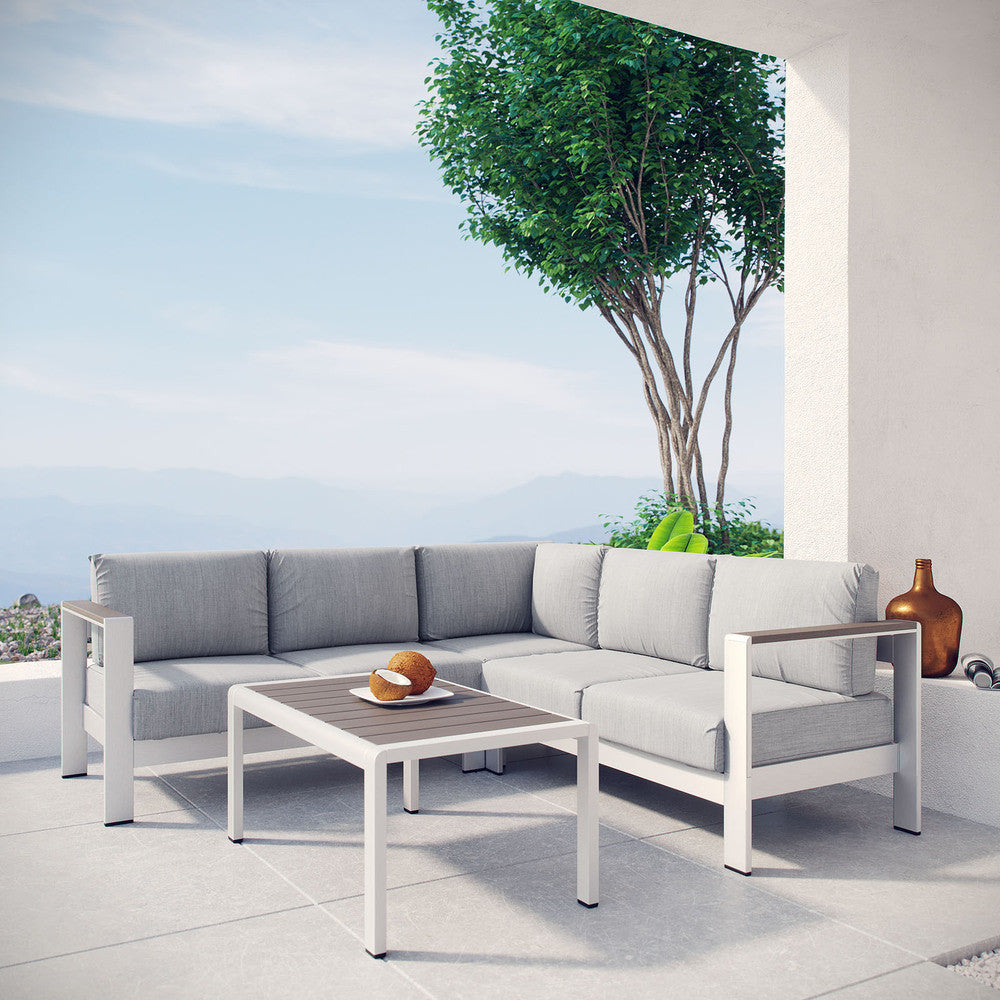 EEI-2559 Shore 4 Piece Outdoor Patio Aluminum Sectional Sofa Set by Modway