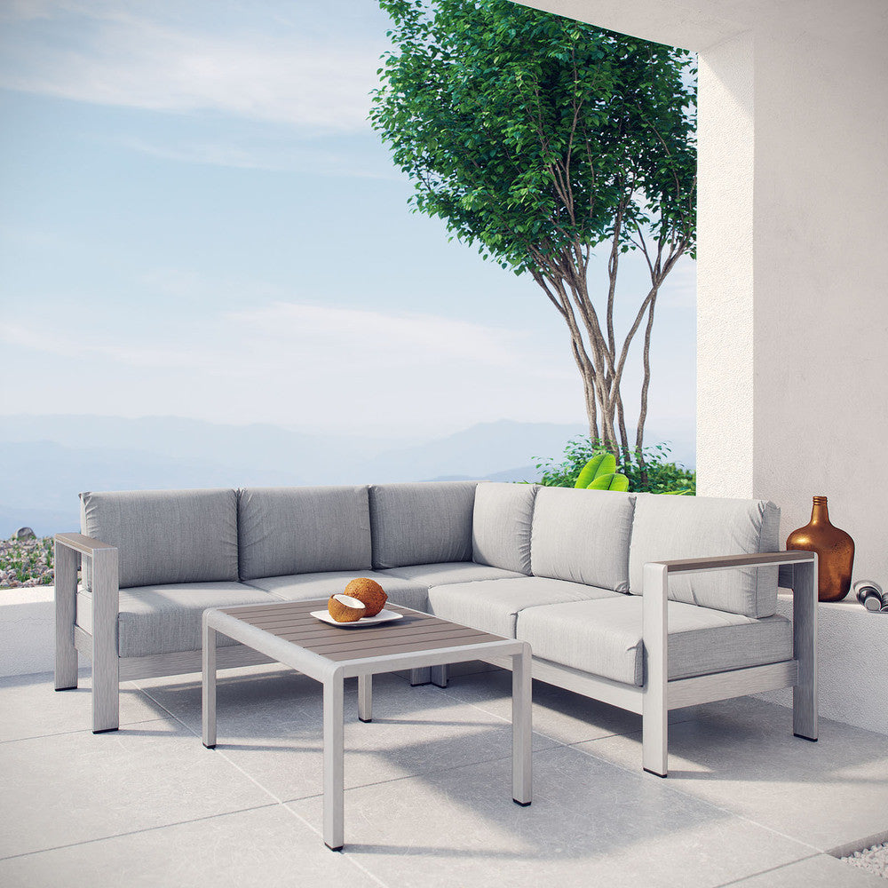 EEI-2559 Shore 4 Piece Outdoor Patio Aluminum Sectional Sofa Set by Modway