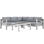 EEI-2559 Shore 4 Piece Outdoor Patio Aluminum Sectional Sofa Set by Modway