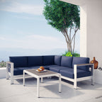 EEI-2559 Shore 4 Piece Outdoor Patio Aluminum Sectional Sofa Set by Modway