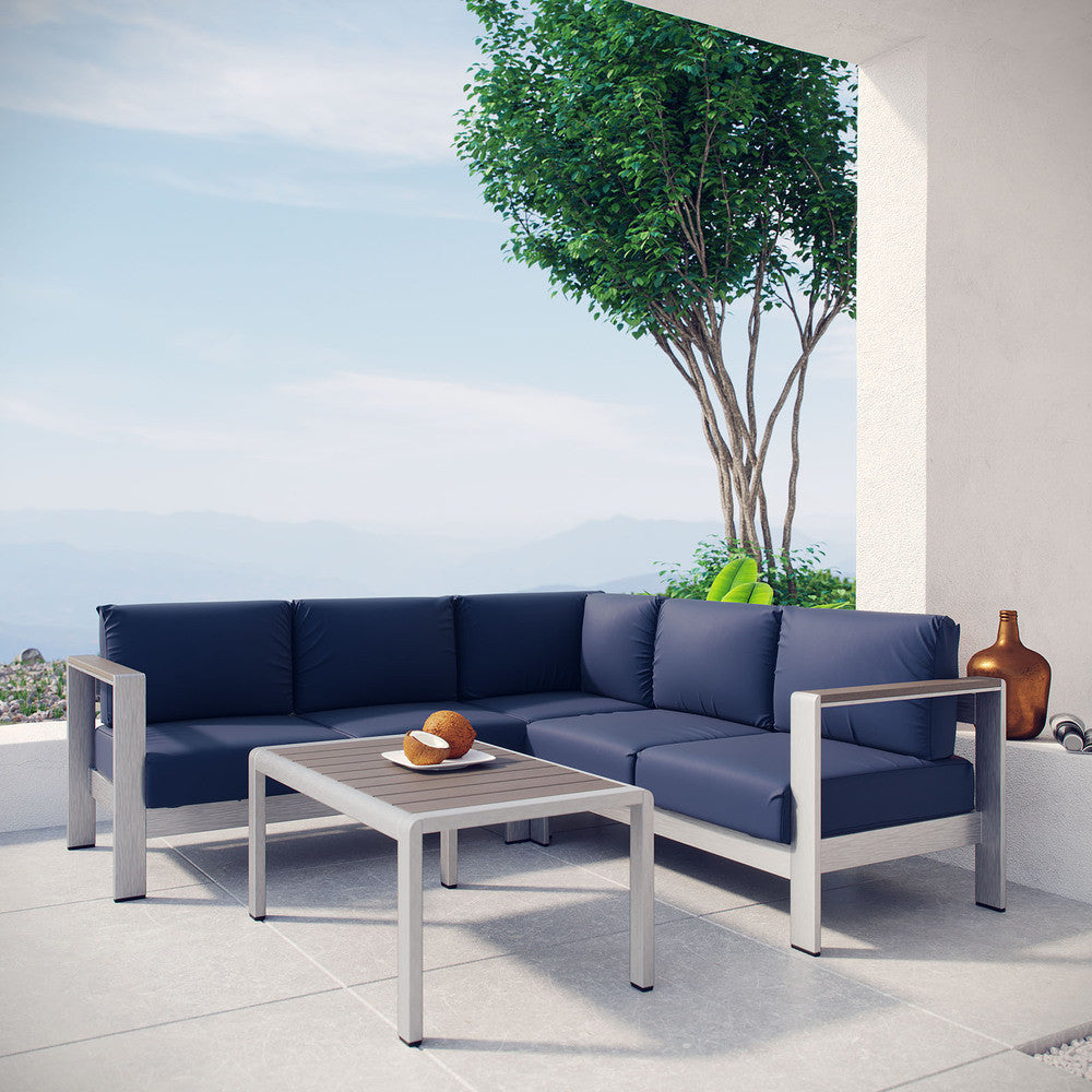 EEI-2559 Shore 4 Piece Outdoor Patio Aluminum Sectional Sofa Set by Modway